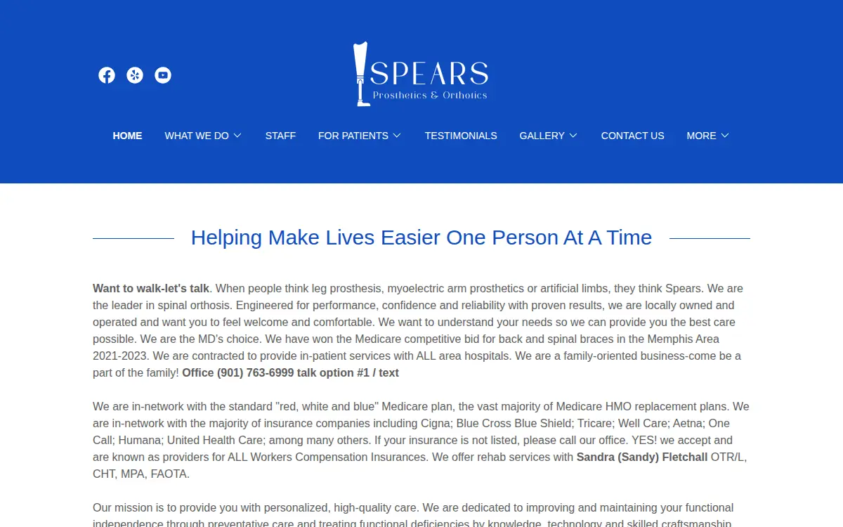 Homepage of Spears Prosthetics & Orthotics