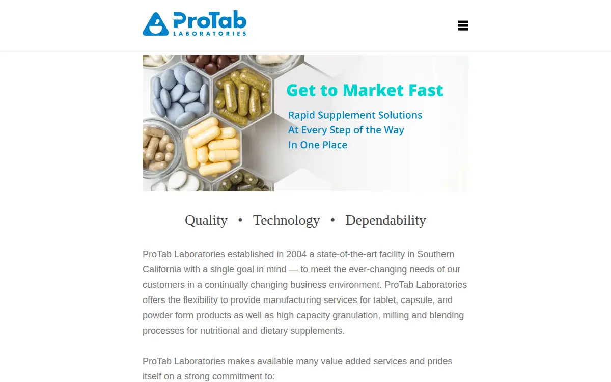 Homepage of Protab Laboratories