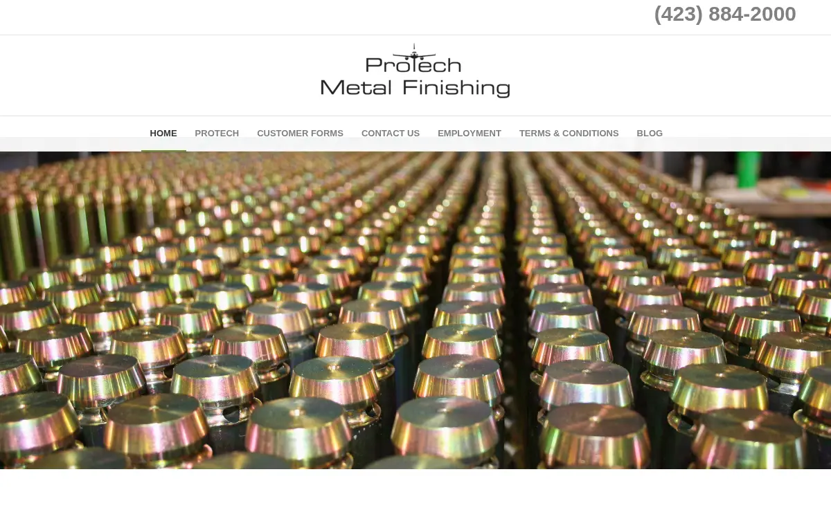 Homepage of Protech Metal Finishing LLC