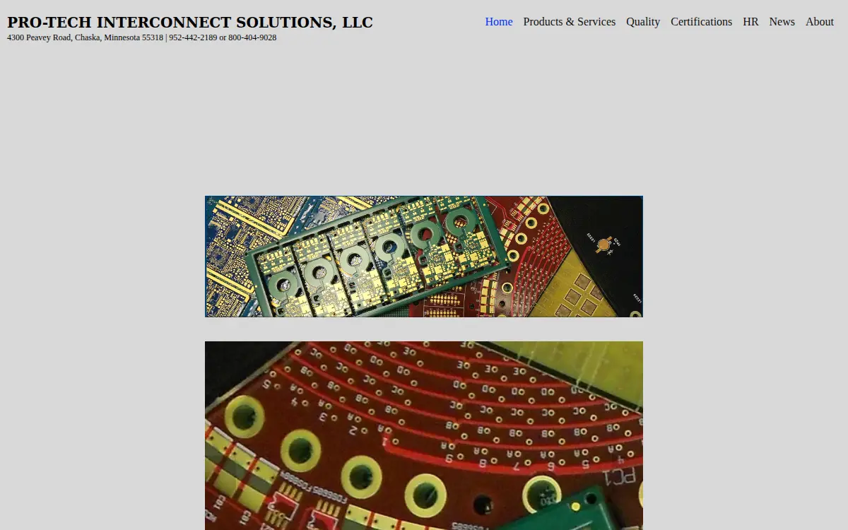 Homepage of Pro-tech Interconnect Solutions LLC