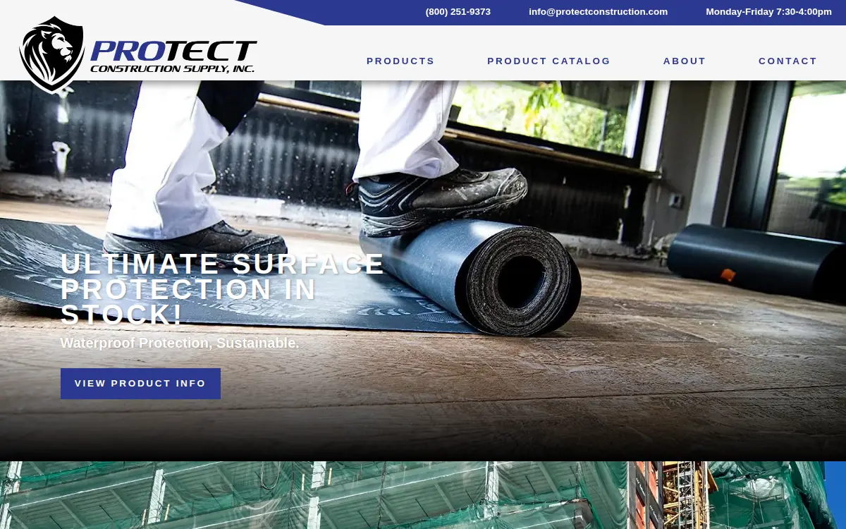 Homepage of Protect Construction Supply INC.
