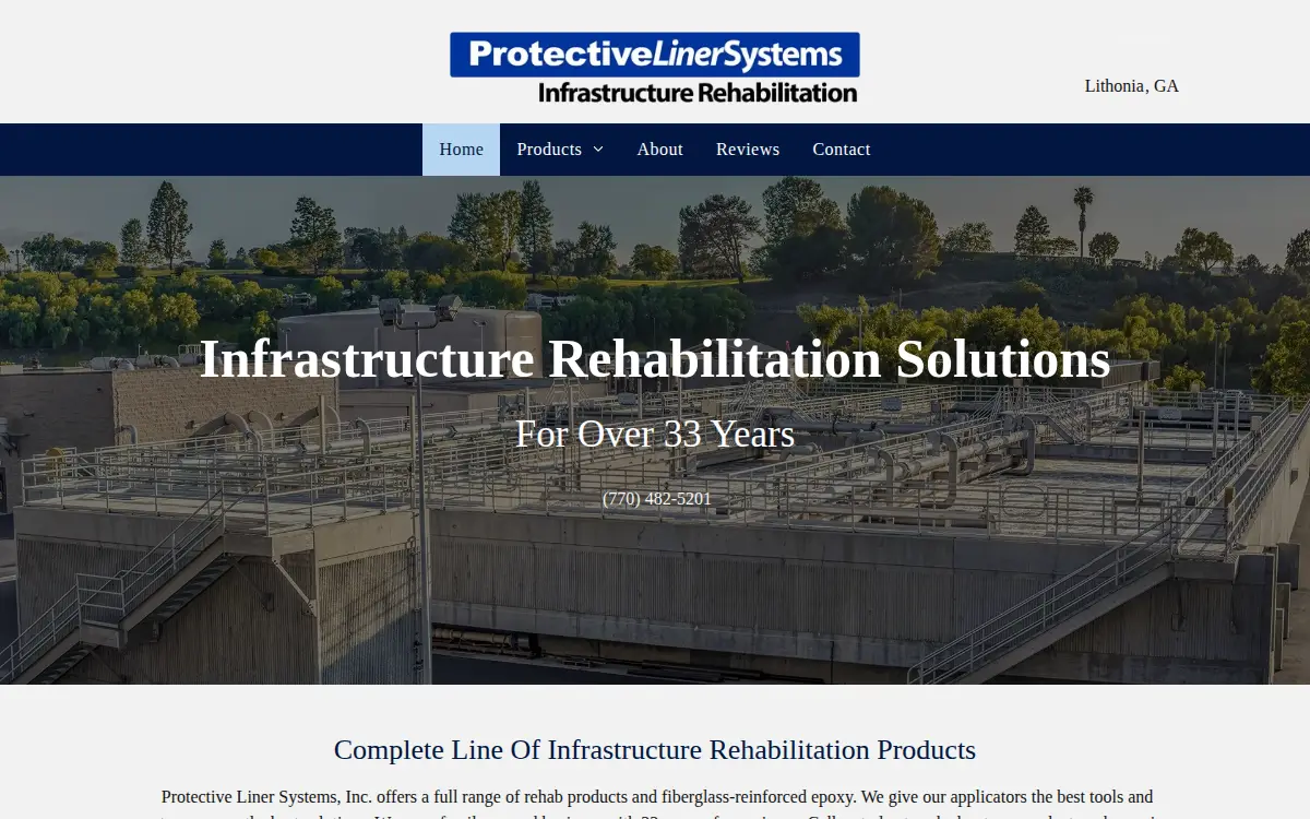 Homepage of Protective Liner Systems, INC.