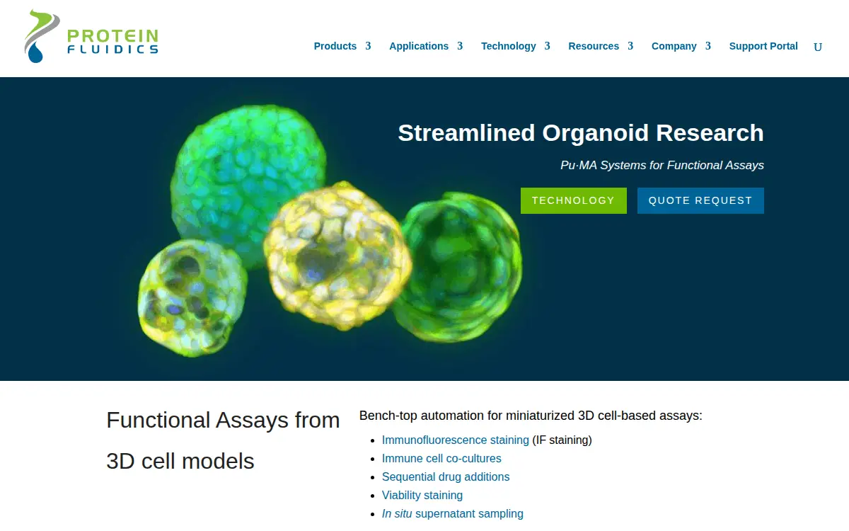Homepage of Protein Fluidics INC