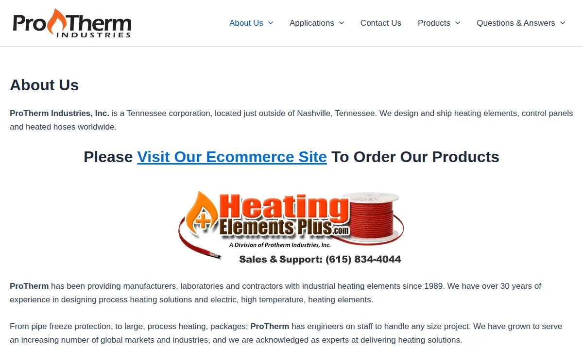 Homepage of Protherm Industries, INC.