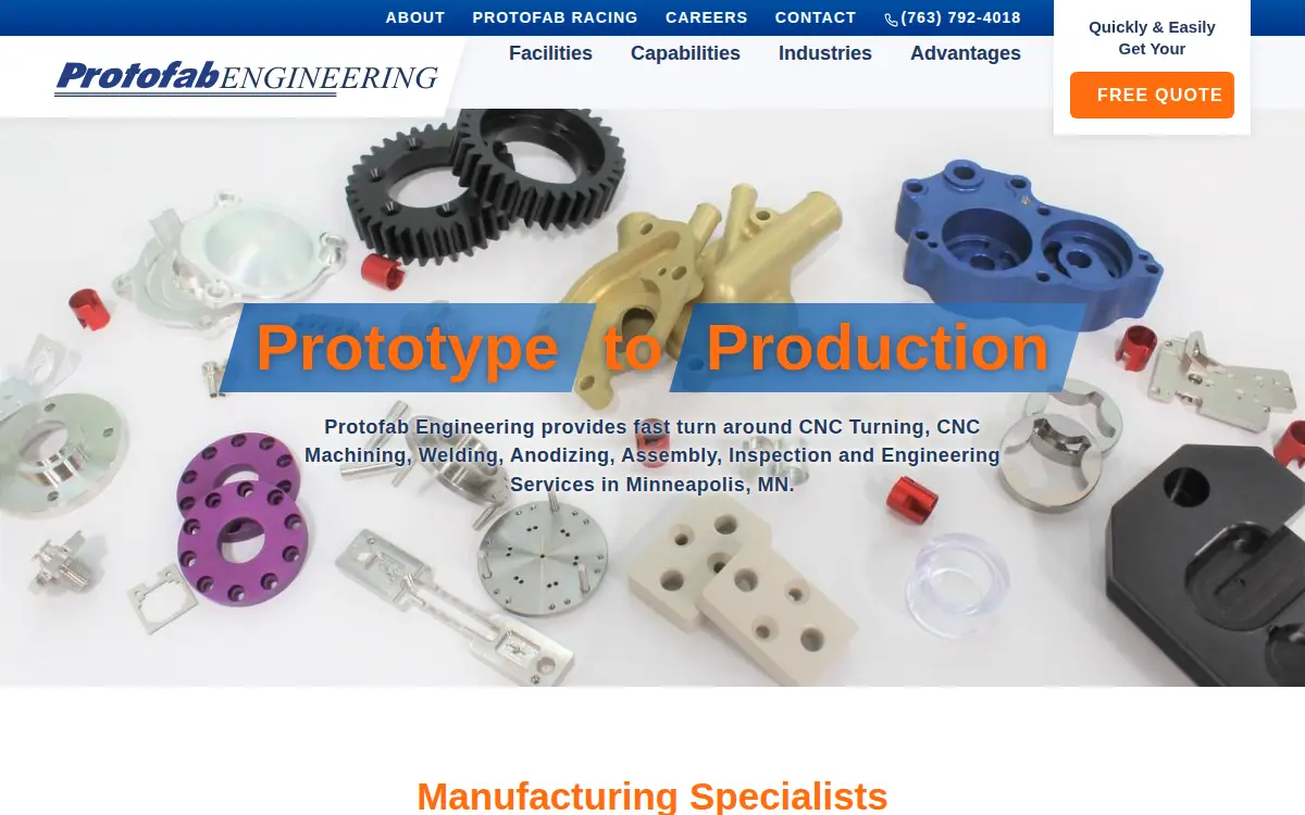 Homepage of Protofab Engineering INC.