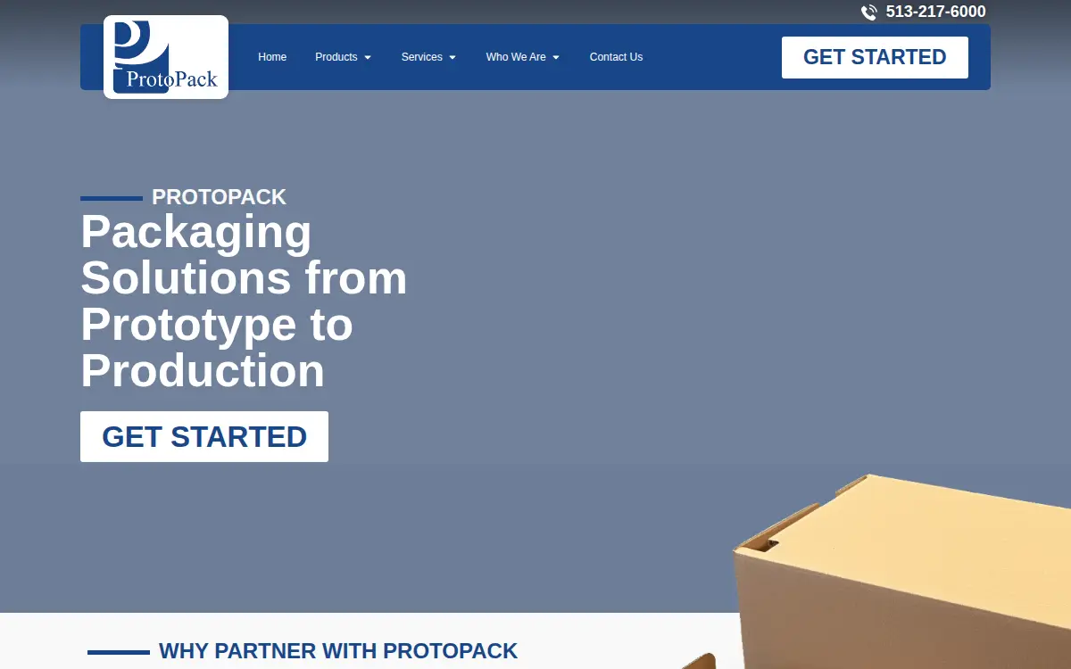 Homepage of Protopack, LLC