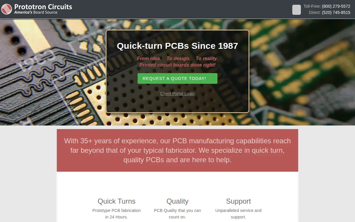 Homepage of Prototron Circuits Southwest INC