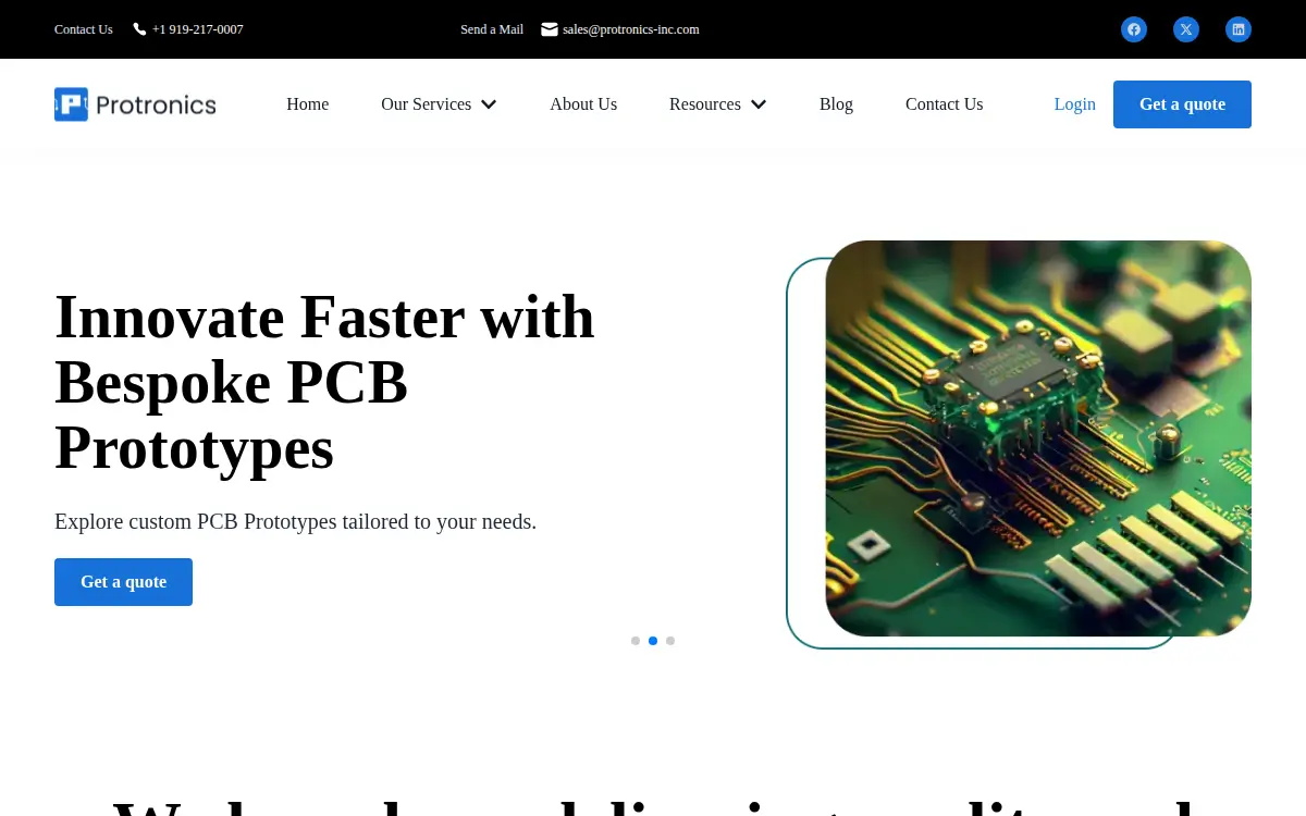 Homepage of Protronics Acquisition LLC