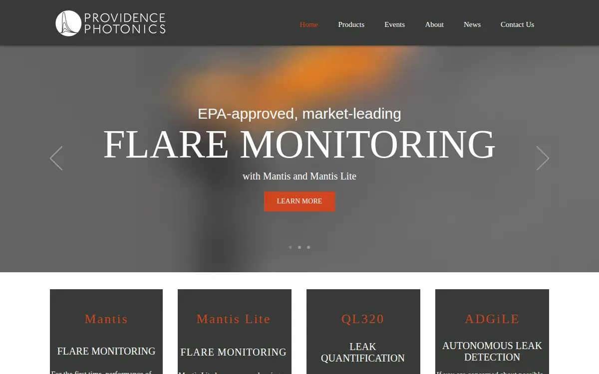 Homepage of Providence Photonics, LLC