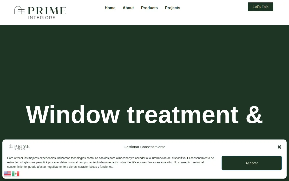 Homepage of Prime Interiors By P & R LLC