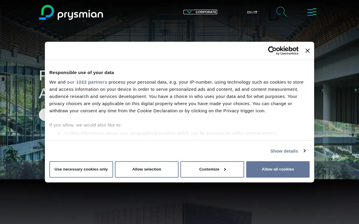 Homepage of Prysmian Cables and Systems Usa, LLC