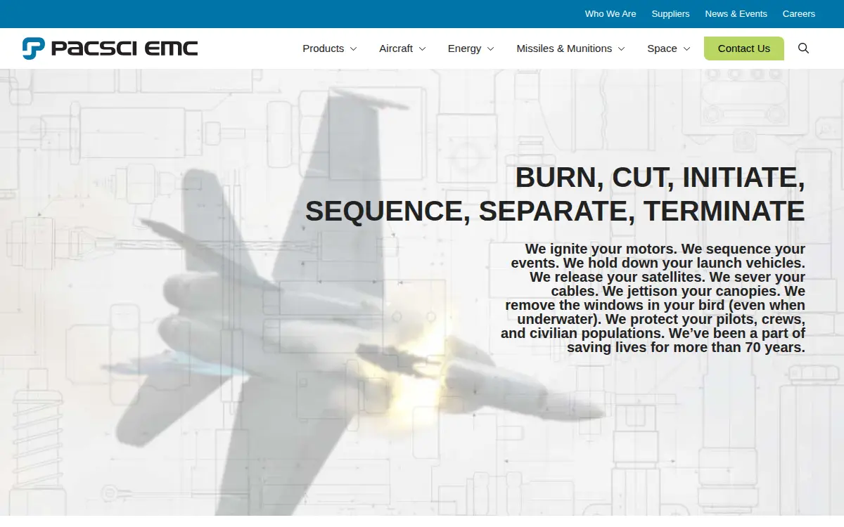 Homepage of Pacific Scientific Energetic Materials CO California LLC