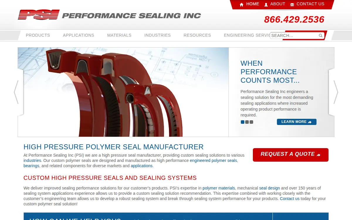 Homepage of Performance Sealing INC