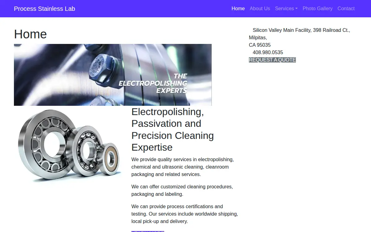 Homepage of Process Stainless Lab, INC