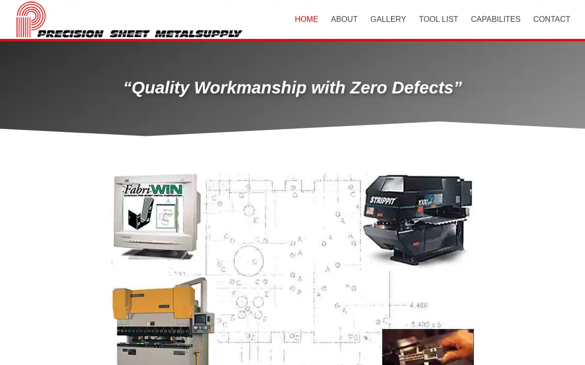 Homepage of Precision Sheet Metal Supply INC
