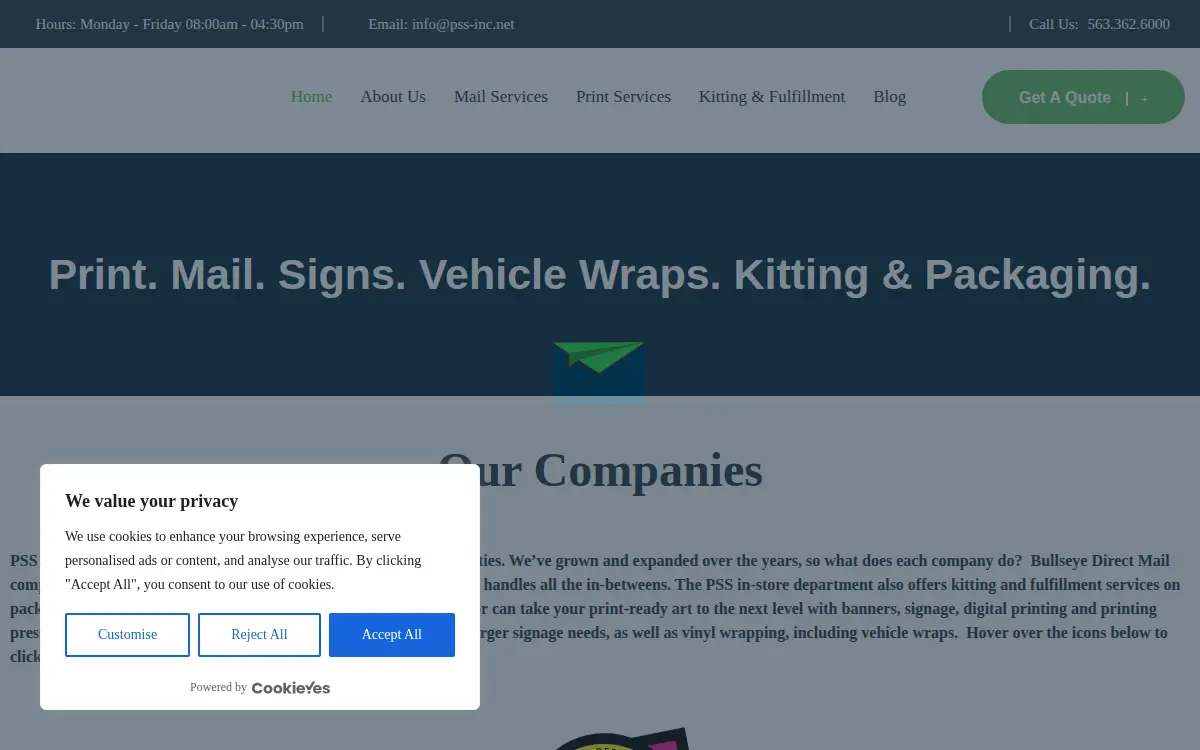 Homepage of Promotion Support Services, INC.