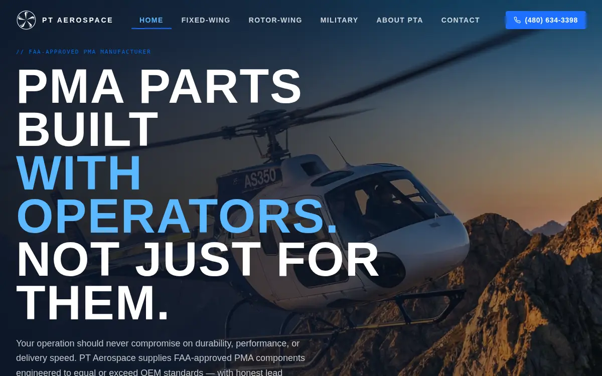 Homepage of Pt Aerospace LLC