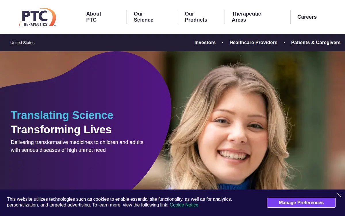 Homepage of Ptc Therapeutics, INC.