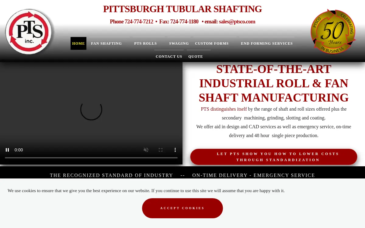 Homepage of Pittsburgh Tubular Shafting, INC.