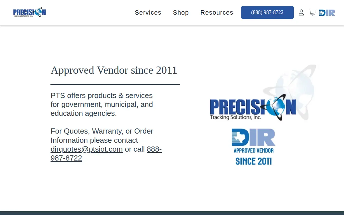 Homepage of Precision Tracking Solutions, INC.