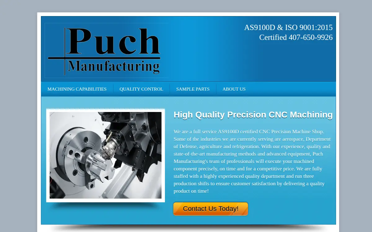 Homepage of Puch Manufacturing Corporation