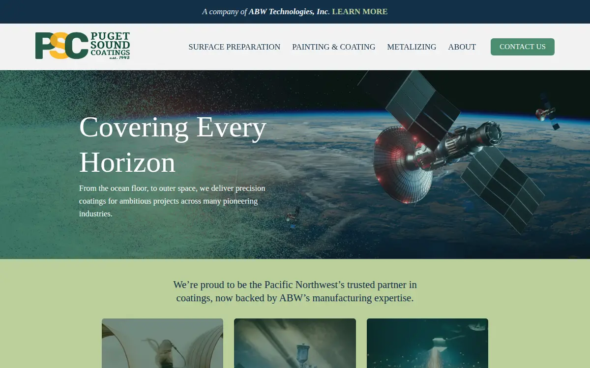 Homepage of Puget Sound Coatings, LLC