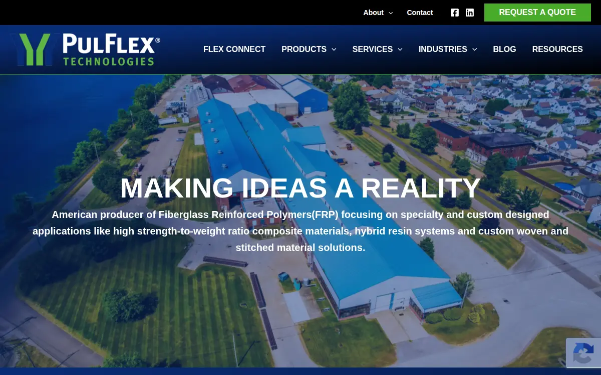 Homepage of Pulflex Technologies LLC