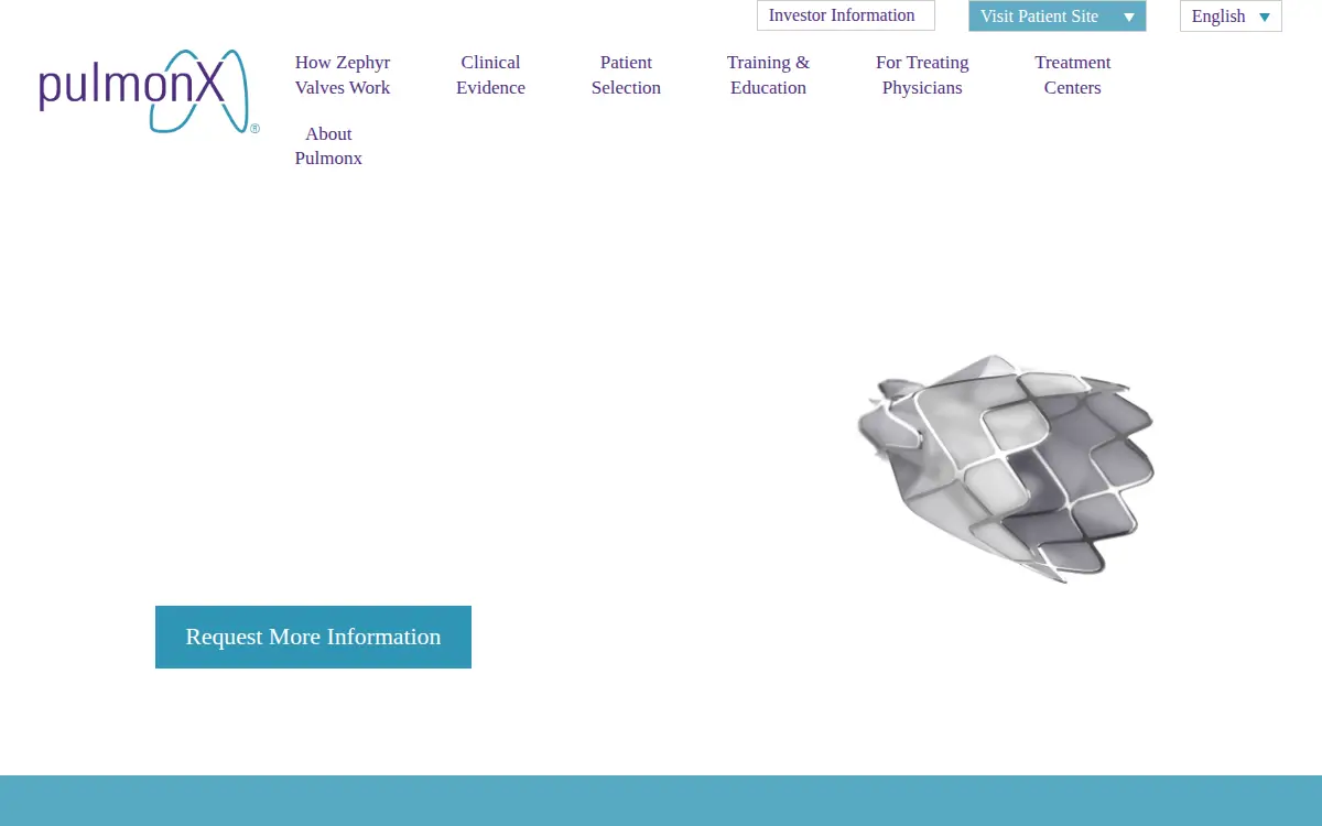Homepage of Pulmonx Corporation