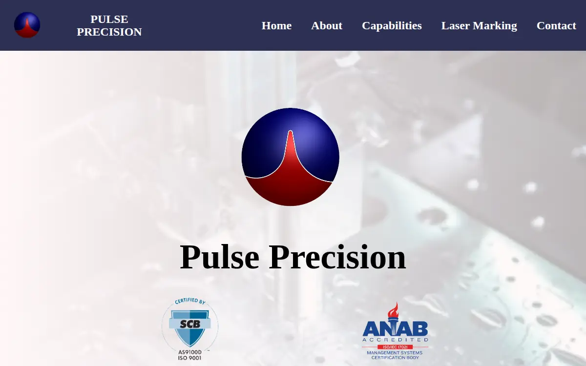 Homepage of Pulse Precision LLC