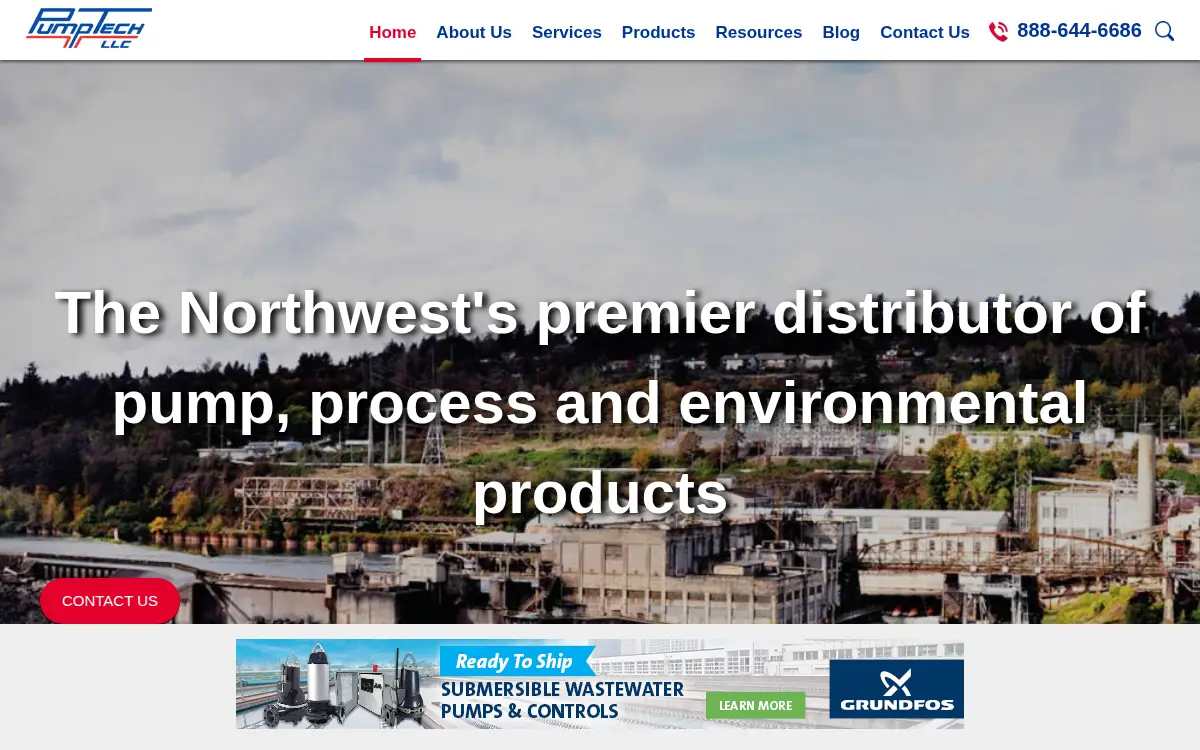 Homepage of Pumptech, LLC