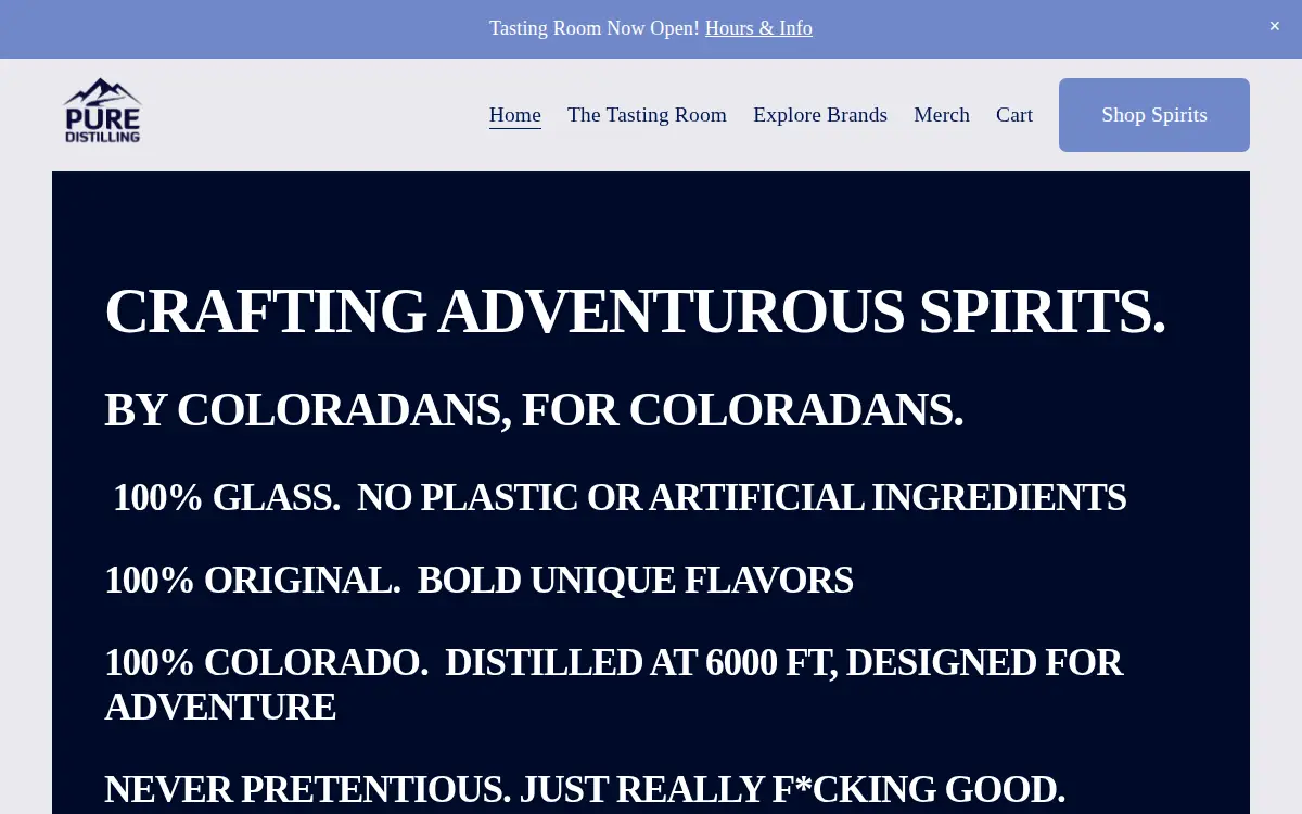 Homepage of Pure Distilling INC