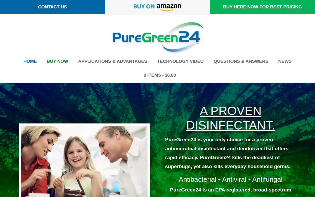 Homepage of Pure Green LLC
