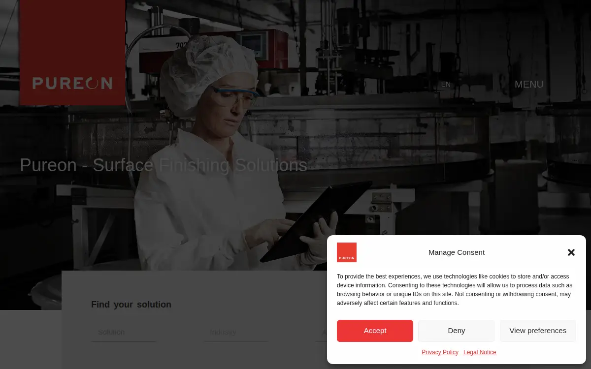 Homepage of Pureon INC