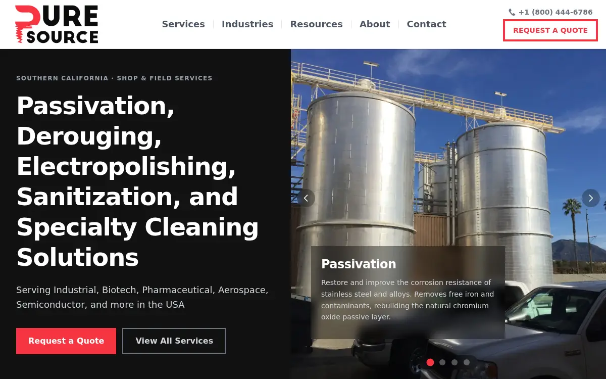 Homepage of Pure Source LLC
