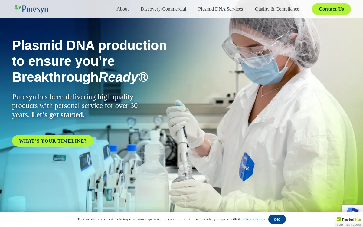 Homepage of Puresyn, INC.