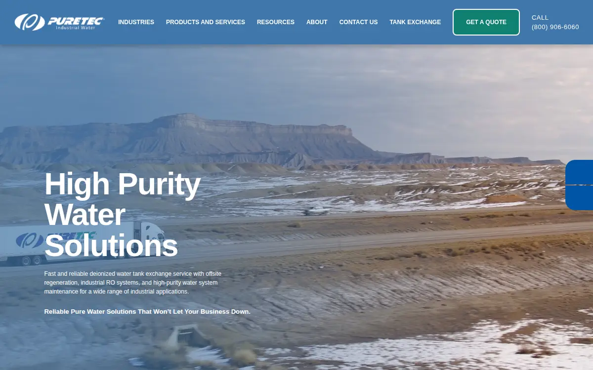 Homepage of J. Harris Industrial Water Treatment, INC