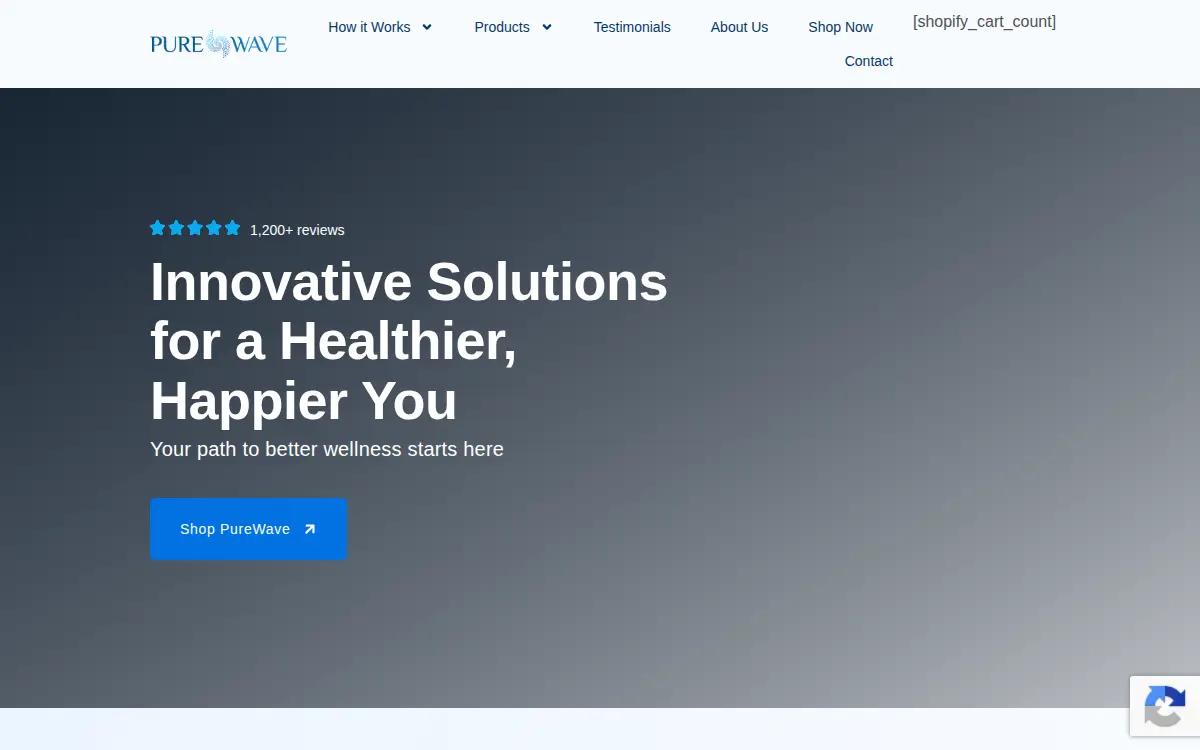 Homepage of Purewave Life LLC