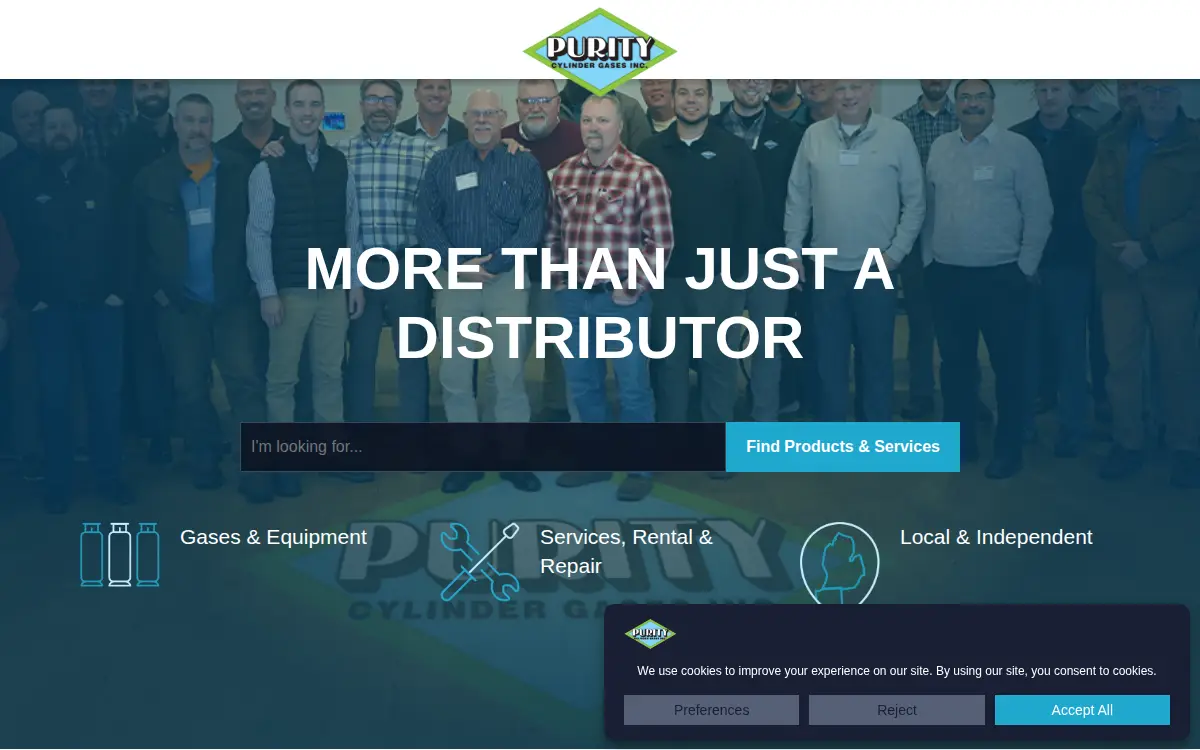Homepage of Purity Cylinder Gases INC