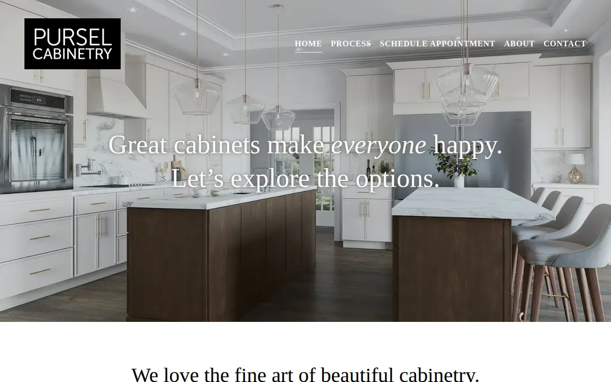 Homepage of Pursel Cabinetry LLC