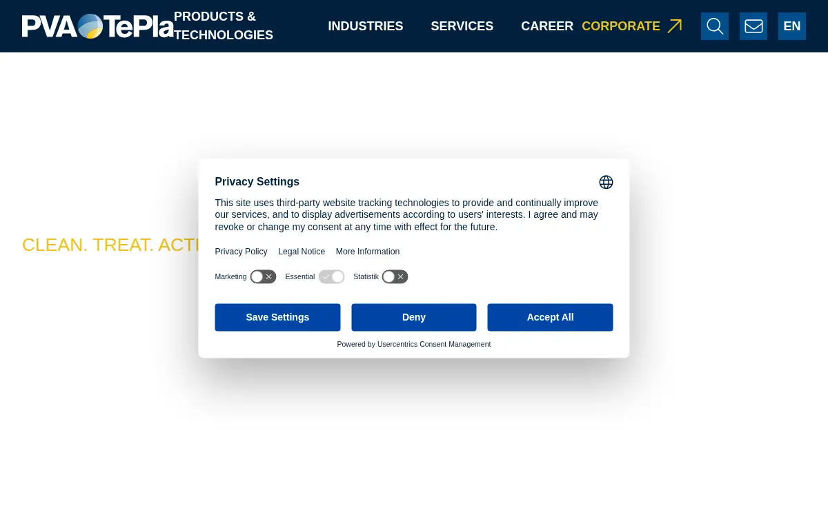 Homepage of Pva Tepla America, LLC