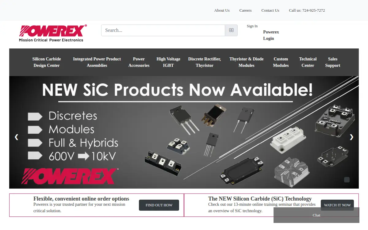 Homepage of Powerex, INC.