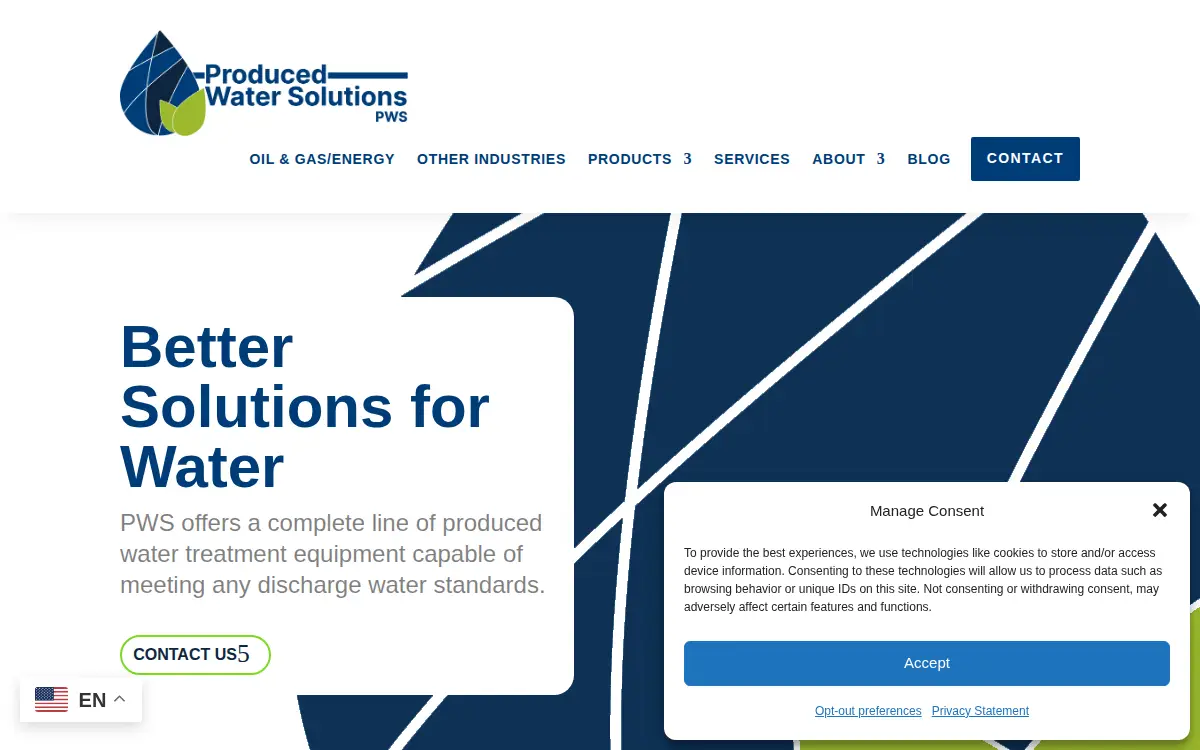 Homepage of Produced Water Solutions, LLC
