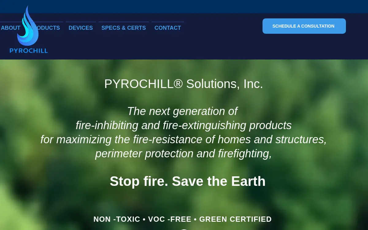 Homepage of Pyrochill Solutions INC