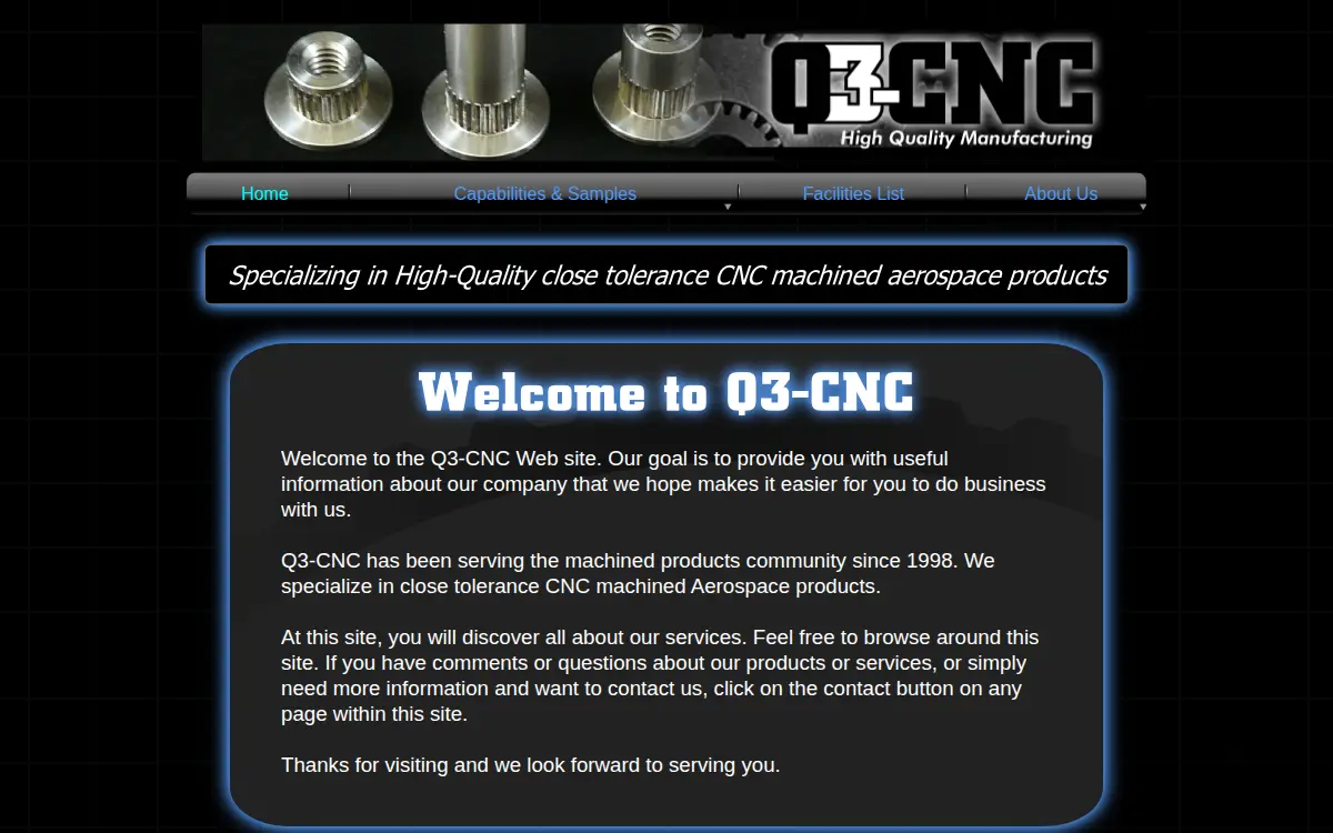 Homepage of Q3-cnc, INC