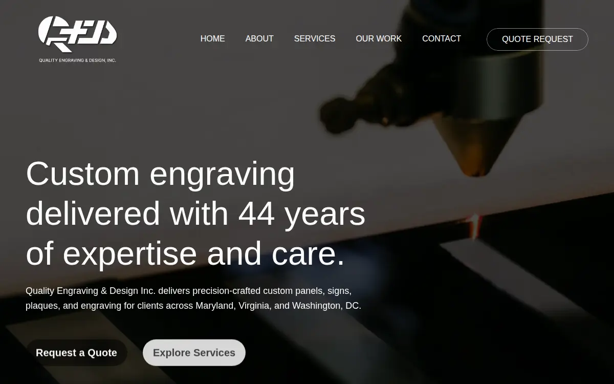 Homepage of Quality Engraving and Design, INC.