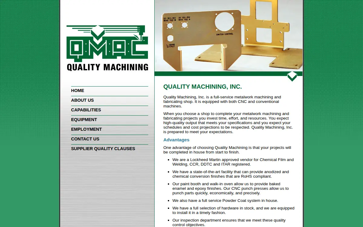 Homepage of Qmac-quality Machining INC