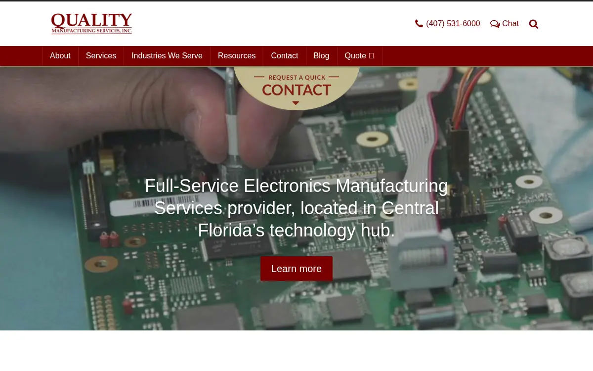 Homepage of Quality Manufacturing Services, INC