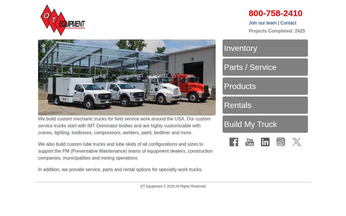 Homepage of Qt Equipment CO