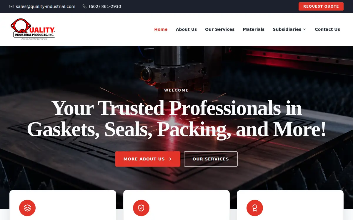 Homepage of Quality Industrial Products INC