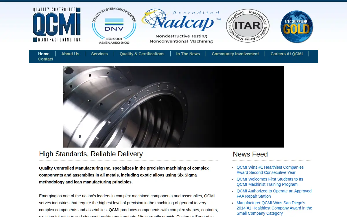 Homepage of Quality Controlled Manufacturing, INC.
